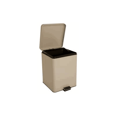 Trash Can with Plastic Liner, 20 Quart Square, Beige