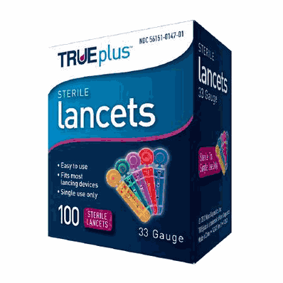 TRUEplus Mixed Color Lancet 33 ga