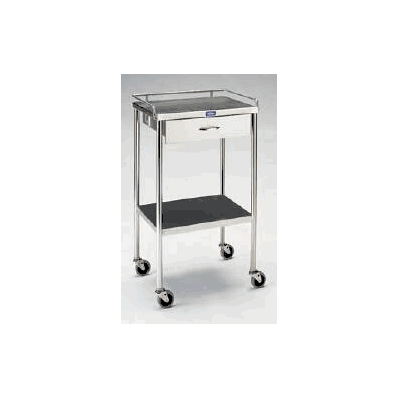 Utility Cart, 16" X 20" X 34", color Silver, 1 Drawer / 1 Shelf