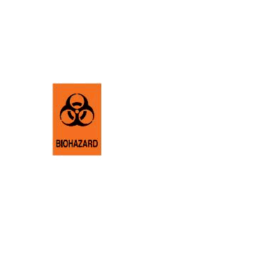 Warning Label, Biohazard, 2" X 3", Fluorescent Red