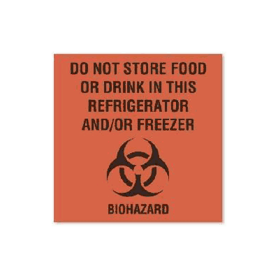 Warning Label Biohazard Do Not Store Food Or