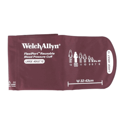 Welch Allyn REUSE-12 Blood Pressure Cuff, BURGUNDY 32-43cm Large Cuff Arm No Connector