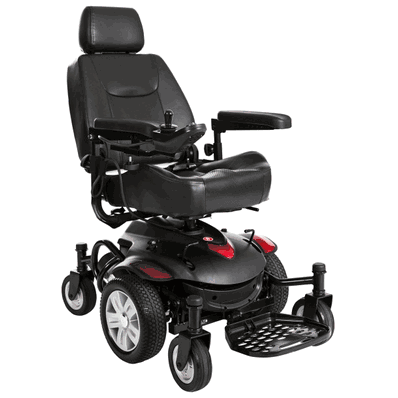 Wheelchair, 18" x 18" Captain Seat Titan AXS Mid-Wheel Power