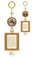 The Christ / Virgin Mary,  2 Sided Wooden Icon Charm with Prayers