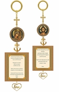 The Christ / Virgin of Kazan, 2 Sided Wooden Icon Charm with Prayers