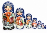 7 Nested Doll "Fairy Tales", Hand Painted, 9 Inch Tall