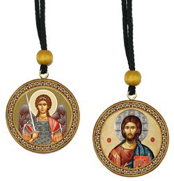 Archangel Michael and The Christ, Reversible Icons on Rope