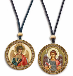 Archangel Michael and Guardian Angel, Reversible Icons on Rope