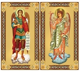 Archangel  Michael and Guardian Angel Gold Foil Icon Diptych
