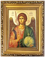 Archangel Michael,  Framed Gold Gilded Icon with Stand