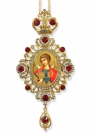 Archangel Michael,  Jeweled Icon Ornament / Red Crystals