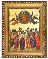The Ascension of Jesus Christ, Wooden Frame Byzantine Greek Icon 