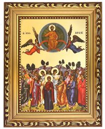 The Ascension of Jesus Christ, Wooden Frame Byzantine Greek Icon 