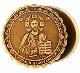 Round Birch Box with Image of Christ The Teacher