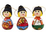 "BOYS with HATS",  Wooden  Christmas Ornaments, Set of 3