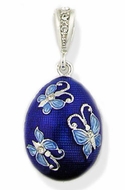 "Butterfly"  Egg Pendant, Sterling Silver 925