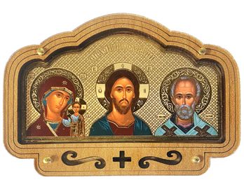 Virgin of Kazan, The Christ, St. Nicholas, Mini Triptych