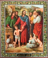 Christ Blessing The Children, Orthodox Gold Foil Icon