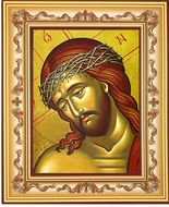 Christ "The Bridegroom" Extreme Humility, Byzantine Greek Icon in Frame
