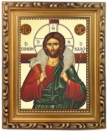 Christ the Good Shepherd, Wooden Frame Byzantine Greek Icon
