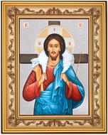 Christ The Good Shepherd, Orthodox Gold Foil Icon in Frame 