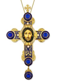 Christ of Sinai Icon in Byzantine Styled Cross Ornament