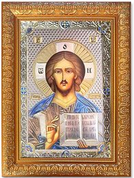 Christ TheTeacher, Framed Gold Foil Orthodox Icon with Glass