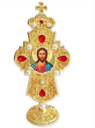 Christ The Teacher, Jeweled Standing Cross, 7 Inch