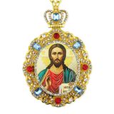 Christ The Teacher, Jeweled Icon Ornament with Chain