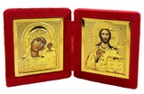 The Christ / Virgin of Kazan, Mini Diptych in Plush Case