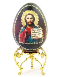 Christ The Teacher, Wooden Decoupage Icon Egg with Stand
