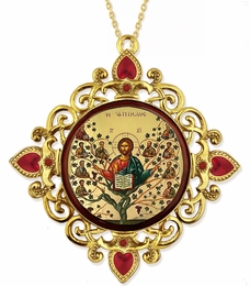 Christ, The Vine-Tree With Apostles, Jeweled Round Framed Icon 