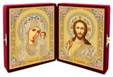 Christ Almighty / Virgin of Kazan, Diptych in Red Velvet Case 