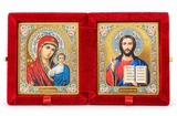 Christ the Teacher / Virgin of Kazan, Icon Diptych in Velvet Case 
