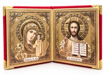 The Christ / Virgin of Kazan, Small Diptych in Velvet Case