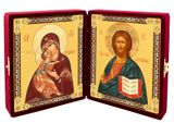 Christ the Teacher / Virgin of Vladimir, Diptych in Velvet Case