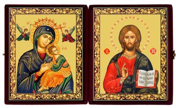 Christ the Teacher / Virgin of Perpetual Help, Diptych in Velvet Case