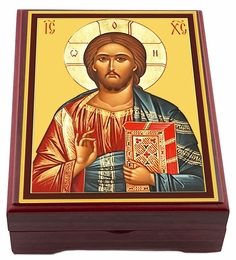 Christ The Teacher, Byzantine Icon Wooden Keepsake Box