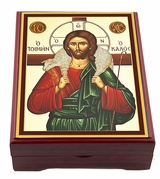Christ The Good Shepherd, Wooden Icon Keepsake Box