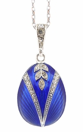 Sterling Silver Egg Pendant, Faberge Style
