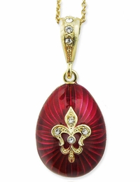 Egg Pendant "Fleur-de-lis",  Sterling Silver 925, Gold Plated