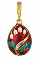 Egg Pendant  "Lilies of the Valley". Silver, Gold Gilded, Red