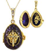 Egg Pendant Locket  with Angel, Sterling Silver, Gold Gilded, Purple