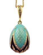 Egg Pendant, Sterling Silver,  Gold Gilded, Turquoise 
