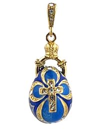 Sterling Silver Gold Plated Egg Pendant, Blue