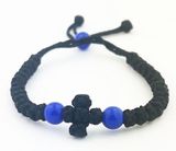 33 Knot Prayer Bracelet with Cross, Adjustable, Black