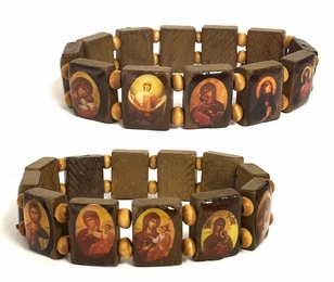 Expandable Wooden Icon Bracelet, Rectangular Shape