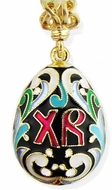 Faberge Style Egg Pendant With Cross & XB "Christ is Risen"