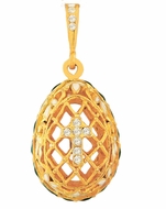 Filigree Egg Pendant  with Cross. Silver, Gold Plated