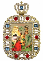 Christ Appearing to Mary Magdalene, Jeweled Framed Icon With Crown